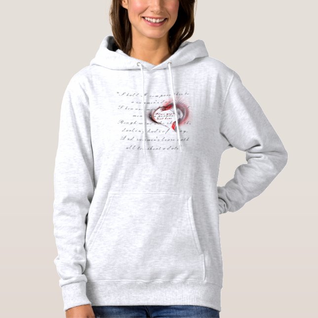 Metal Heart with Shakespeare's sonnet 18 Hoodie (Front)