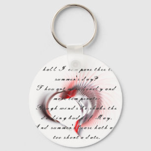Metal Heart with Shakespeare's sonnet 18 Keychain