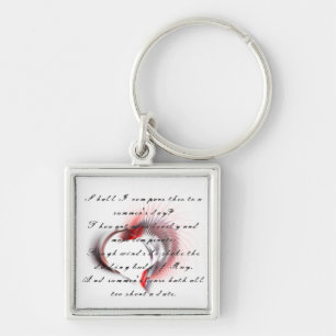 Metal Heart with Shakespeare's sonnet 18 Keychain