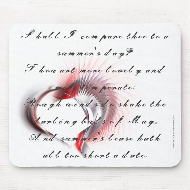 Metal Heart with Shakespeare's sonnet 18 Mouse Pad (Front)