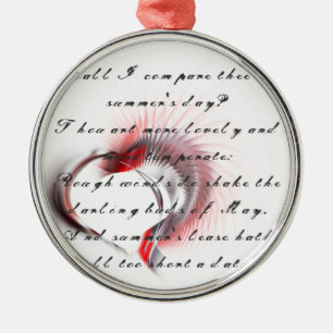 Metal Heart with Shakespeare's sonnet 18 Ornament