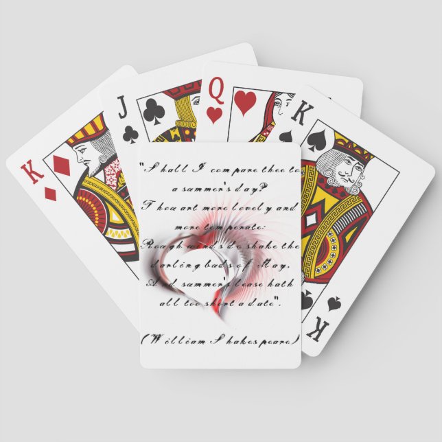 Metal Heart with Shakespeare's sonnet 18 Playing Cards (Back)