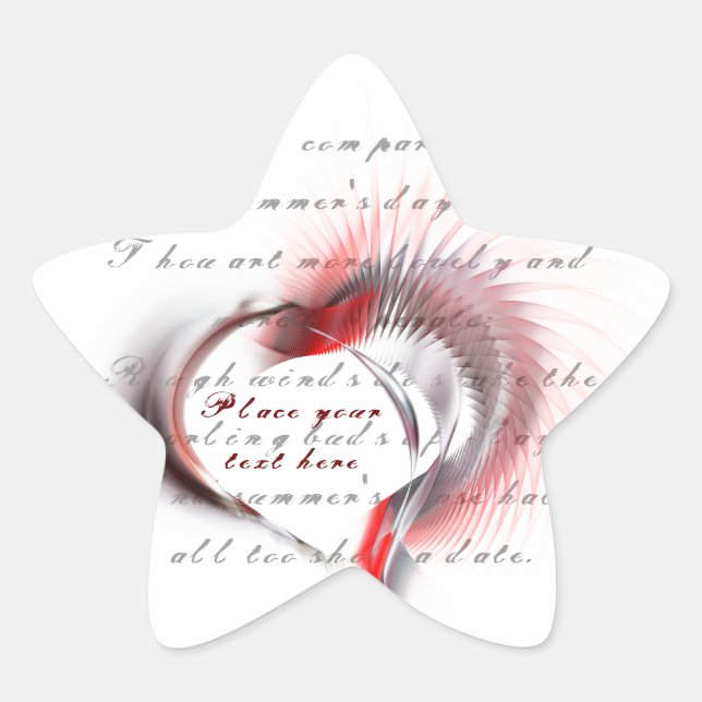 Metal Heart with Shakespeare's sonnet 18 Star Sticker (Front)