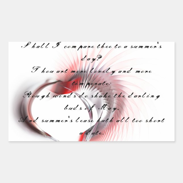 Metal Heart with Shakespeare's sonnet 18 Sticker (Front)