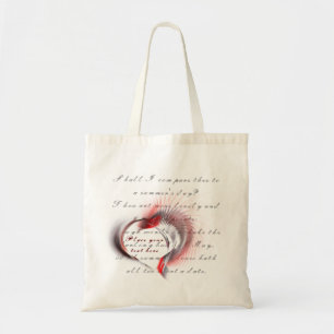 Metal Heart with Shakespeare's sonnet 18 Tote Bag