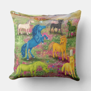 Metal Horn Unicorns  Throw Pillow