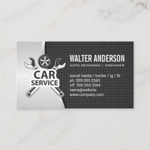 Metal Industrial Background   Wrenches Tire Logo Business Card