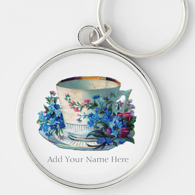 METAL KEYRING WITH VINTAGE TEACUP (Front)