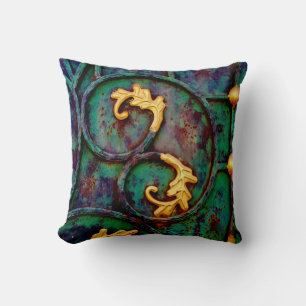 Metal Leaves Throw Pillow