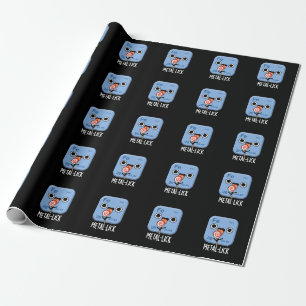 Metal-lick Funny Chemistry Metal Pun Dark BG Wrapping Paper