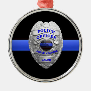 Métal Ligne Bleue Mince Insigne de police Ornement en mé