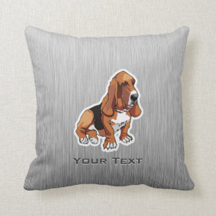 Metal look; Basset Hound Throw Pillow