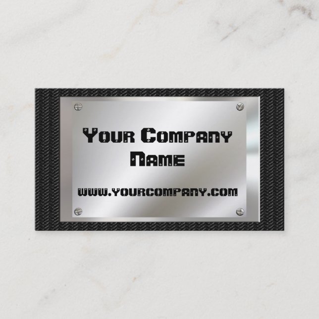 Metal Look  Black Carbon Fibre Business Cards (Front)