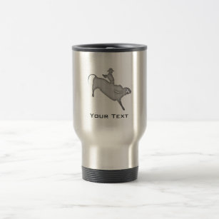 Metal-look Bull Rider Travel Mug