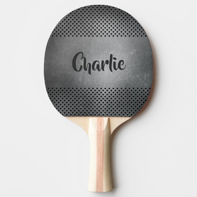 Metal Look custom name ping pong paddle (Front)