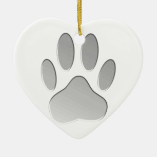 Metal-Look Dog Paw Print Ceramic Ornament