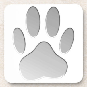 Metal-Look Dog Paw Print Coaster