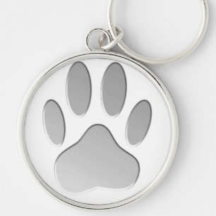 Metal-Look Dog Paw Print Keychain