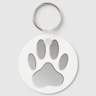 Metal-Look Dog Paw Print Keychain