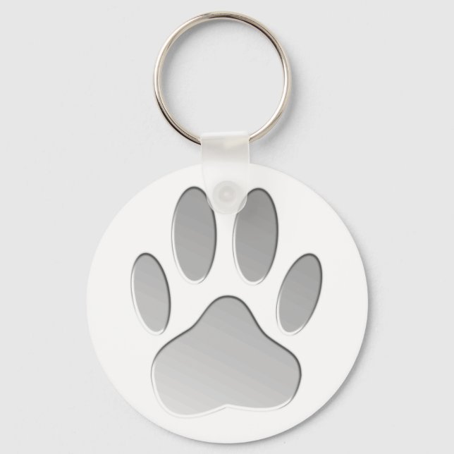 Metal-Look Dog Paw Print Keychain (Front)