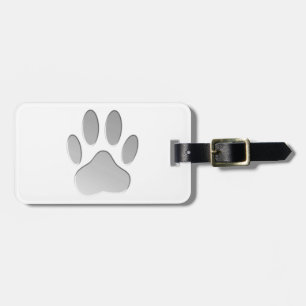 Metal-Look Dog Paw Print Luggage Tag