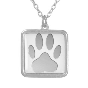 Metal-Look Dog Paw Print Silver Plated Necklace