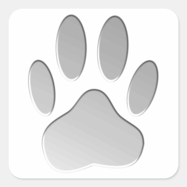Metal-Look Dog Paw Print Square Sticker (Front)