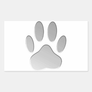 Metal-Look Dog Paw Print Sticker