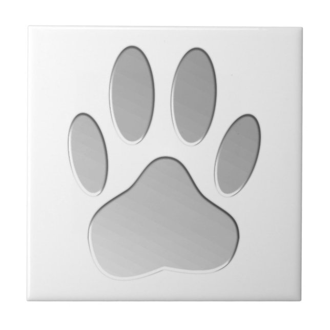 Metal-Look Dog Paw Print Tile (Front)