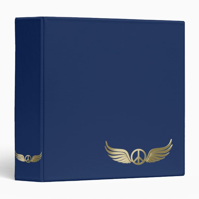 Metal look peace symbol with wings binder (Front/Spine)