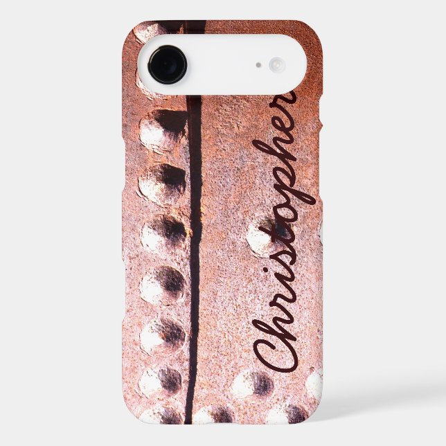 Metal Look Rustic Personalized Name Abstract Case-Mate iPhone Case (Back)