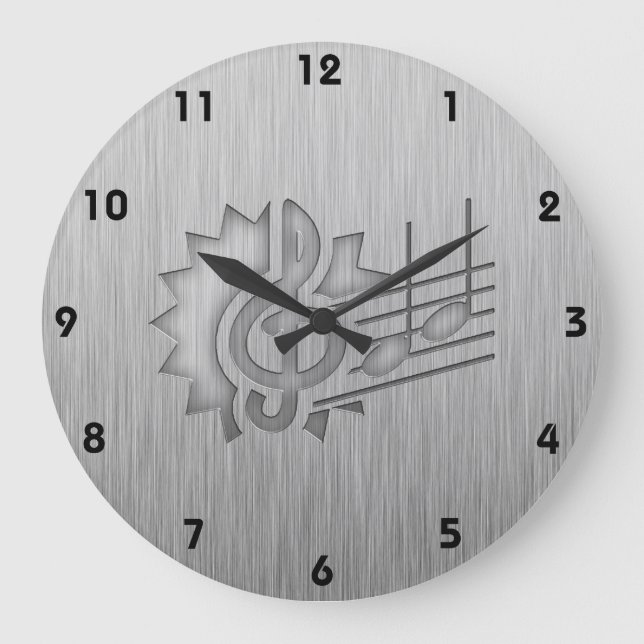 Metal-look Treble Clef Large Clock (Front)