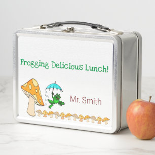 Metal Lunch Box Frogging Lunch Dinner Mushroom 