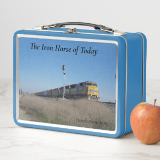 Metal Lunch Box telling a story of the Iron Horse.