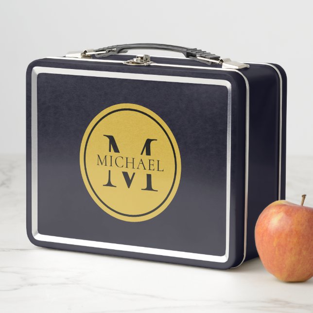 Metal Lunch Box with Personalized Monogram and Nam (In Situ)