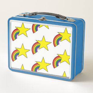 Metal Lunch Box With Yellow Stars and Rainbows