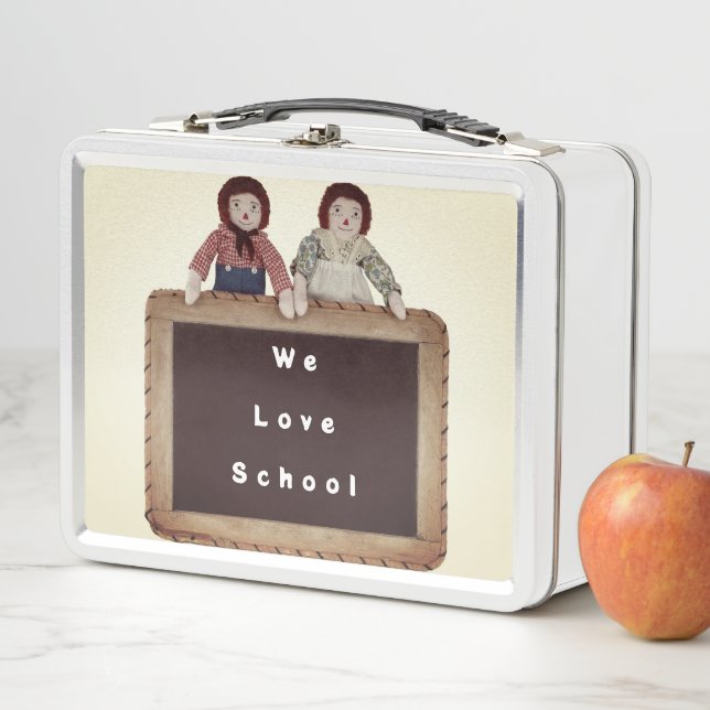 Metal Lunchbox Raggedy Ann & Andy We Love School (En situation)