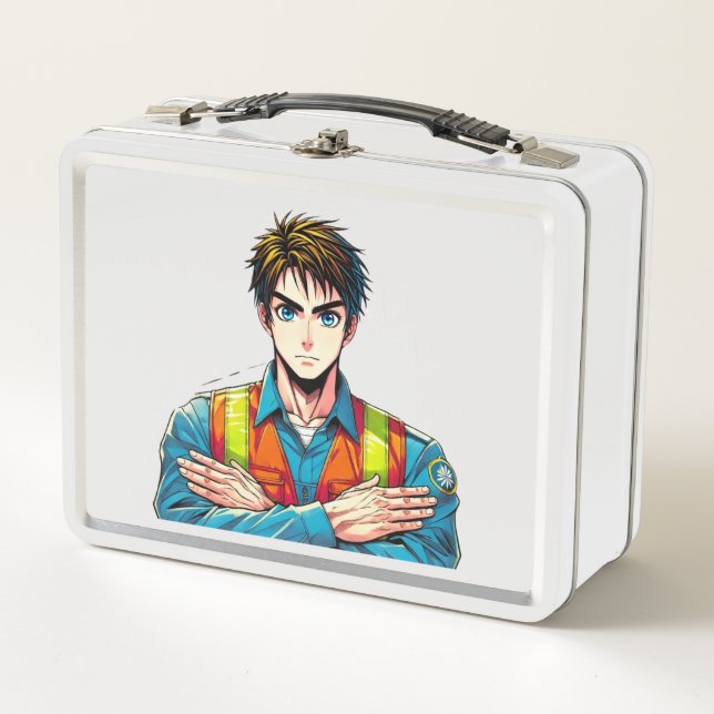 Metal Lunchbox with manga security expert (Front)