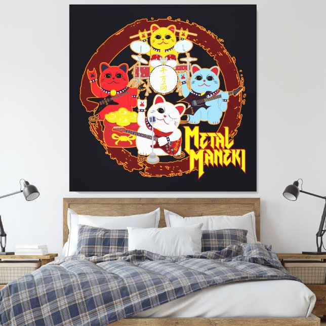 Metal Maneki Canvas Print (Insitu(Bedroom))