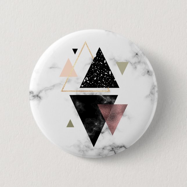 Metal Marble Geometric Design 2 Inch Round Button (Front)
