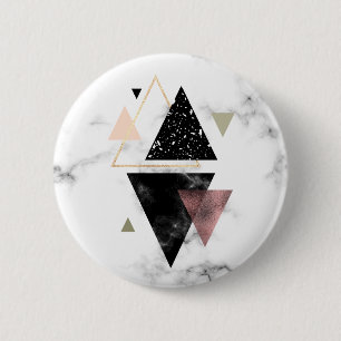 Metal Marble Geometric Design 2 Inch Round Button