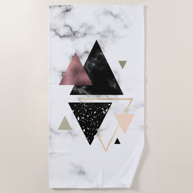 Metal Marble Geometric Design Beach Towel (Front)