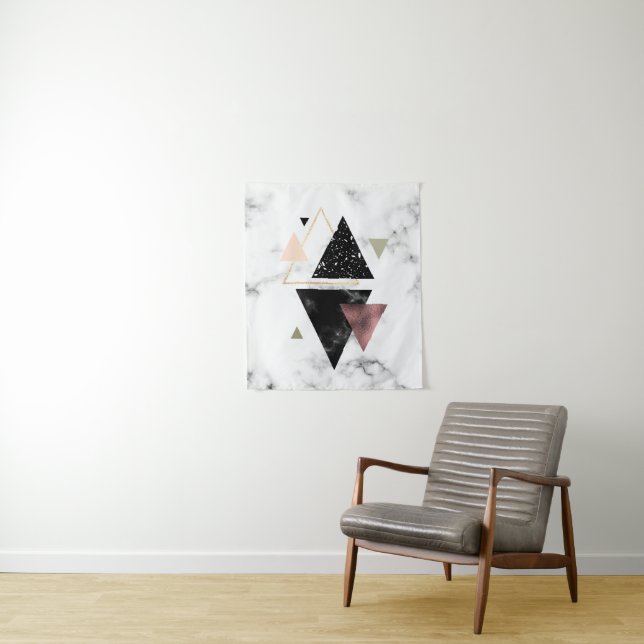 Metal Marble Geometric Design Tapestry (In Situ)