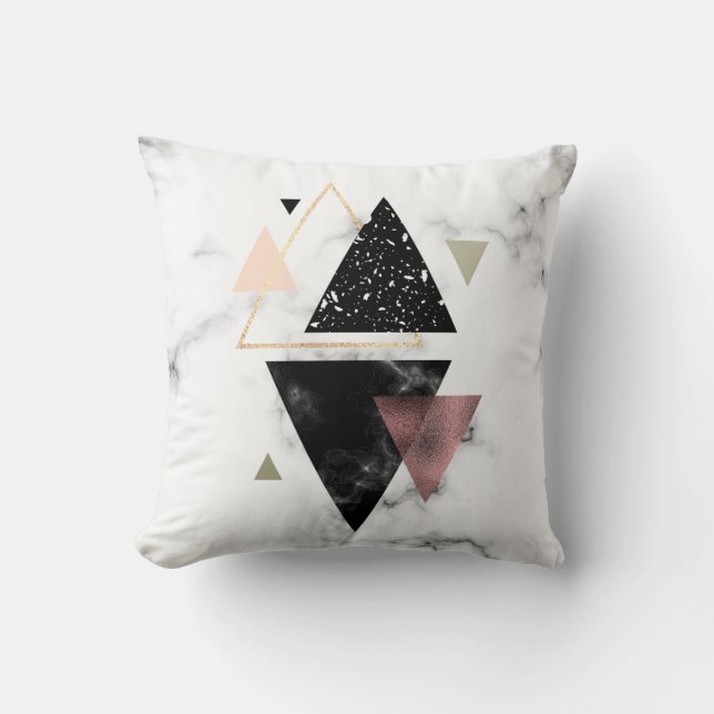 Metal Marble Geometric Design Throw Pillow (Front)