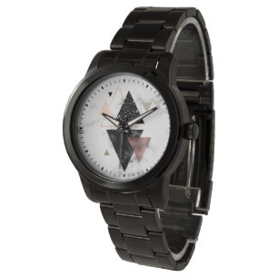 Metal Marble Geometric Design Watch