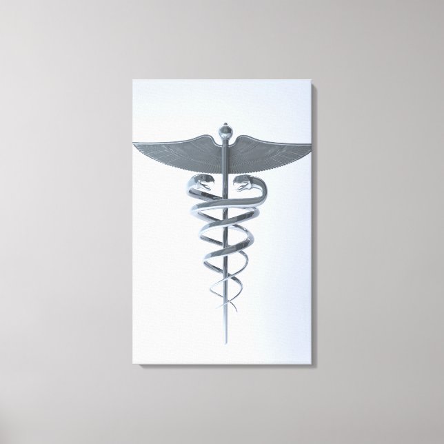 Metal medical caduceus canvas print (Front)