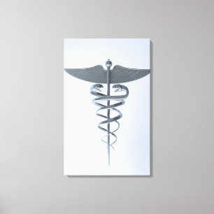 Metal medical caduceus canvas print