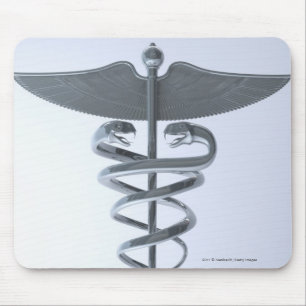 Metal medical caduceus mouse pad