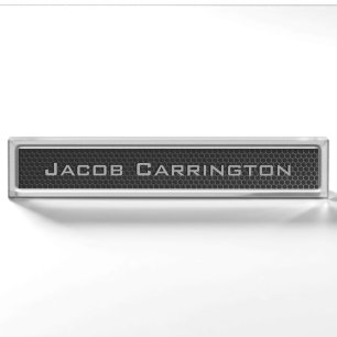 Metal Mesh & Chrome Frame Nameplate