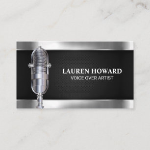 Metal Microphone Black Mesh Business Card